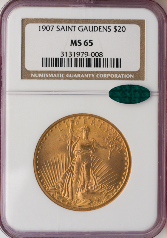 1907 $20 Saint Gaudens NGC MS65 CAC 1907 $20 Saint Gaudens NGC MS65 CAC