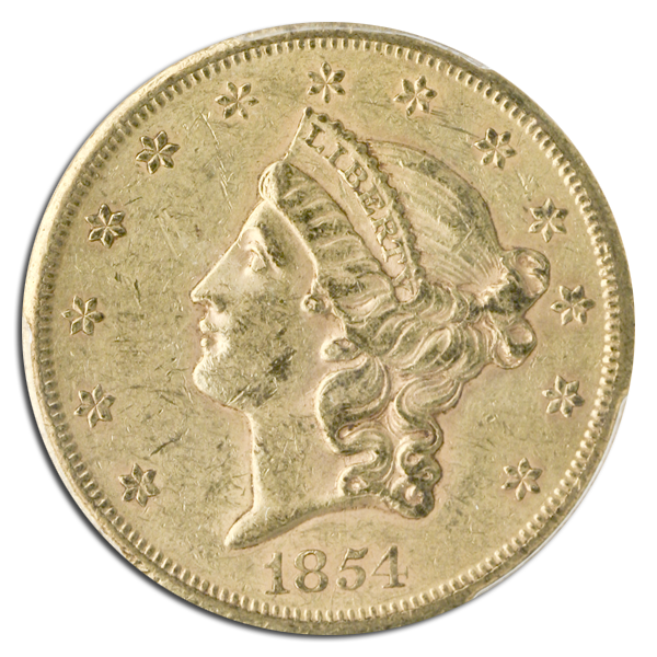 1854-S $20 Liberty PCGS AU58 CAC 1854-S $20 Liberty PCGS AU58 CAC