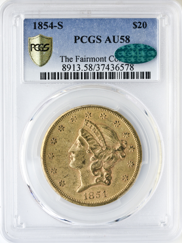1854-S $20 Liberty PCGS AU58 CAC 1854-S $20 Liberty PCGS AU58 CAC