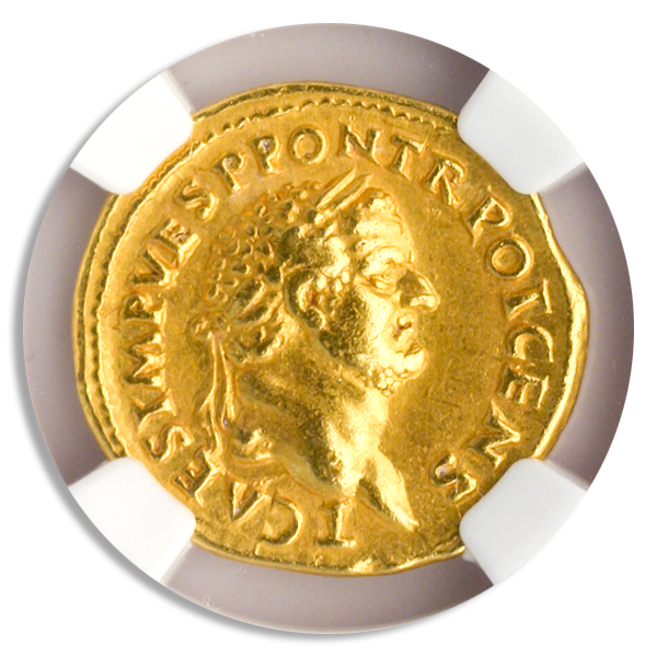 Twelve Caesars Titus Aureus NGC XF Strike:5 Surface:3 7.28 grams