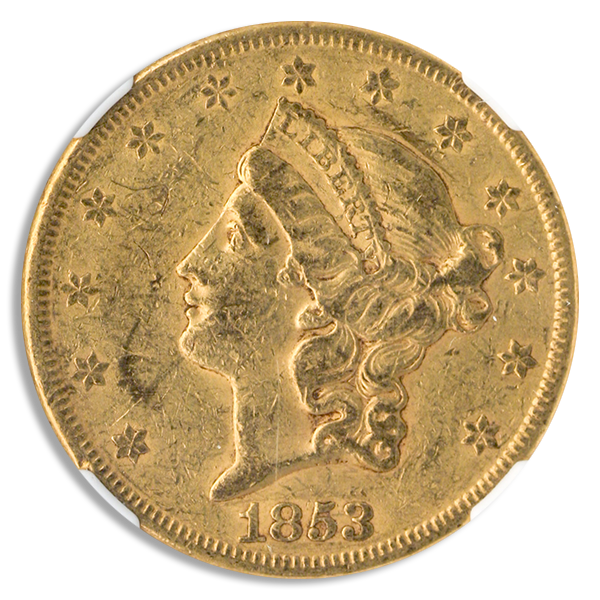 1853-2 $20 Liberty NGC XF45 CAC
