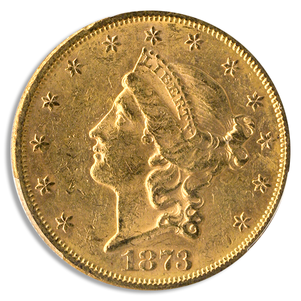1873-S $20 Liberty Open 3 PCGS MS60 CAC 1873-S $20 Liberty Open 3 PCGS MS60 CAC