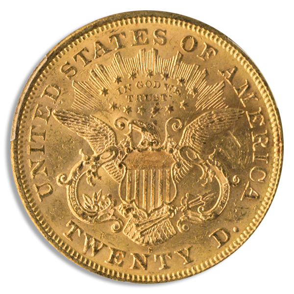 1873-S $20 Liberty Open 3 PCGS MS60 CAC 1873-S $20 Liberty Open 3 PCGS MS60 CAC