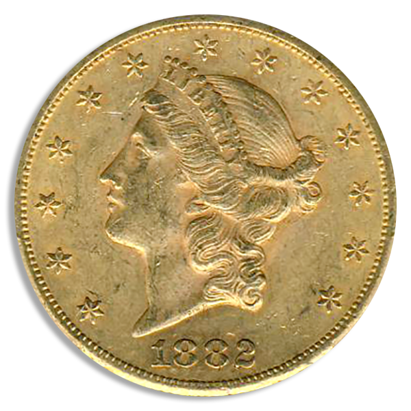 1882-CC $20 Liberty PCGS AU55 CAC
