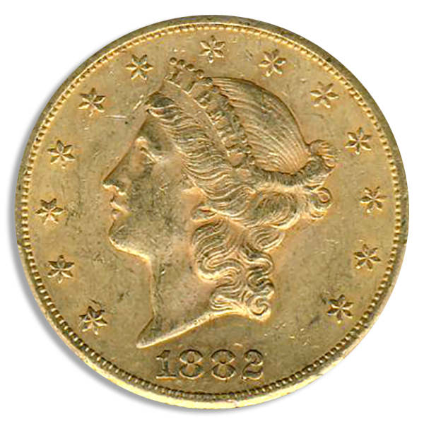 1882-CC $20 Liberty PCGS AU55 CAC 1882-CC $20 Liberty PCGS AU55 CAC