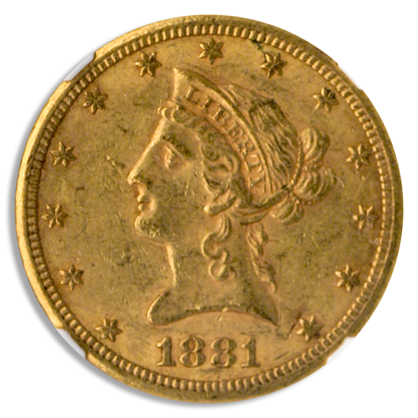 1881-CC $10 Liberty NGC AU58 CAC 1881-CC $10 Liberty NGC AU58 CAC