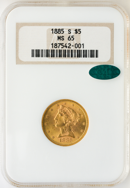 1885-S $5 Liberty NGC MS65 CAC