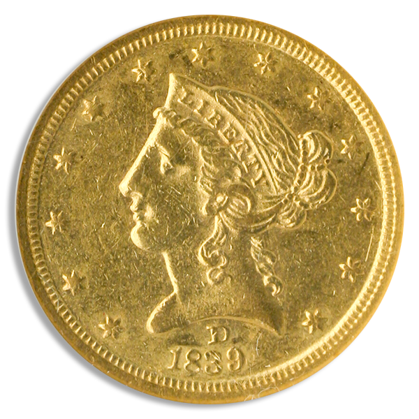 1839-D $5 Liberty NGC AU55
