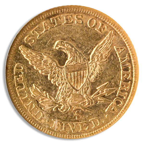 1856-S $5 Liberty NGC AU50