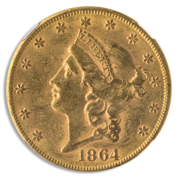 1864-S $20 Liberty NGC AU58 CAC
