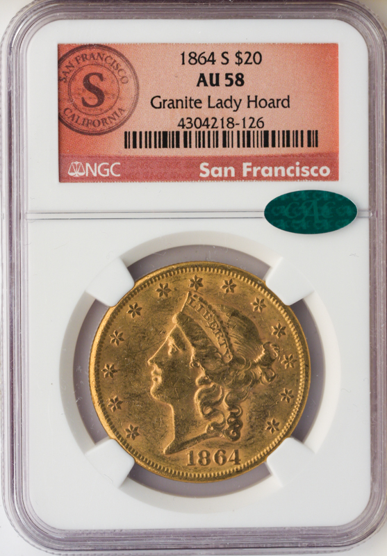 1864-S $20 Liberty NGC AU58 CAC