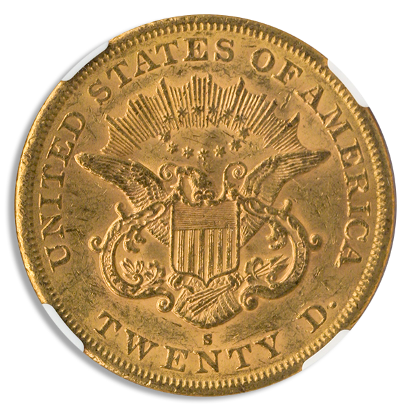 1864-S $20 Liberty NGC AU58 CAC