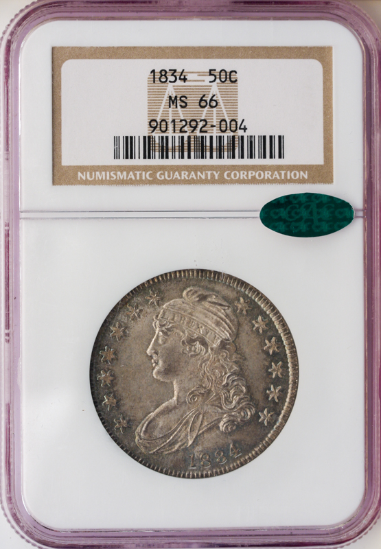 1834 Capped Bust Half Dollar NGC MS66 CAC