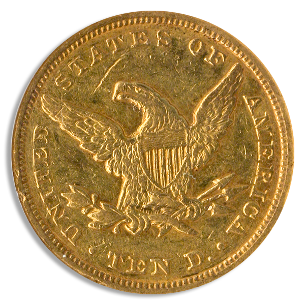 1850 $10 Liberty Small Date NGC AU50