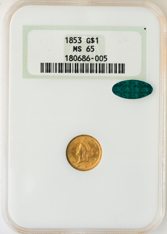 1853 $1 Gold NGC MS65 CAC 1853 $1 Gold NGC MS65 CAC