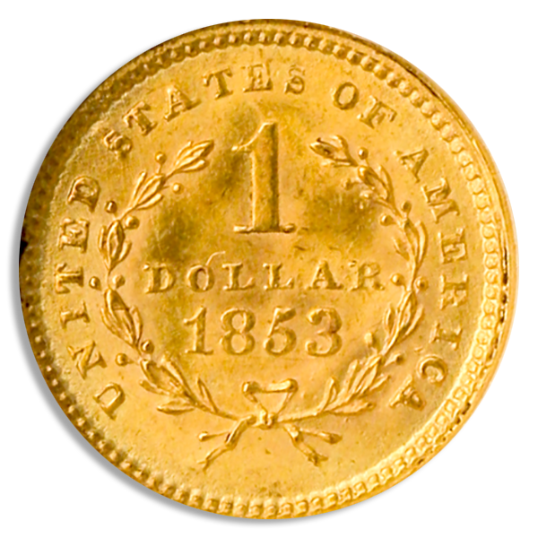 1853 $1 Gold NGC MS65 CAC 1853 $1 Gold NGC MS65 CAC