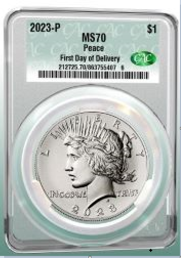 2023-P Peace Dollar CAC Graded MS70 First Day