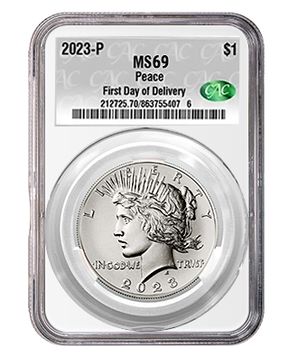 2023-P Peace Dollar CAC Graded MS69 First Day 2023-P Peace Dollar CAC Graded MS69 First Day