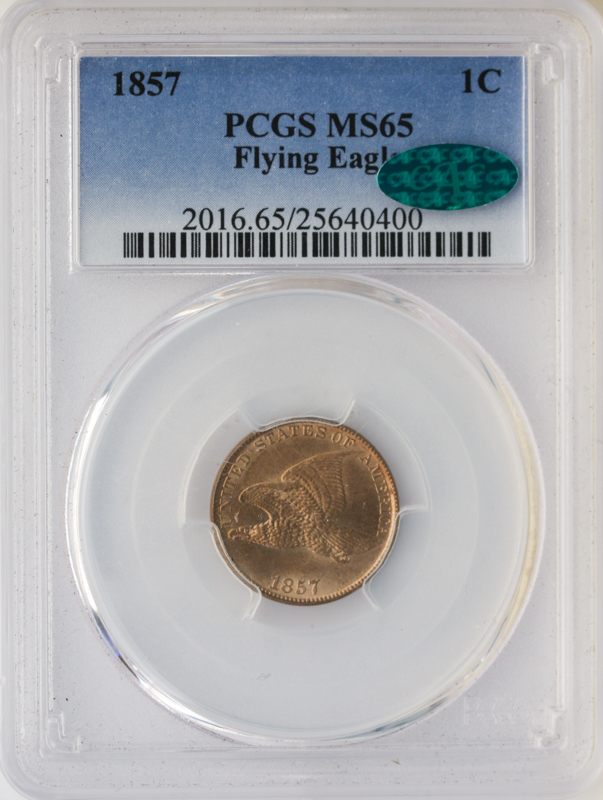 1857 Flying Eagle Cent PCGS MS65 CAC