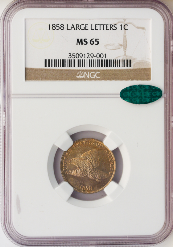 1857 Flying Eagle Cent Large Letters NGC MS65 CAC