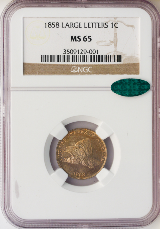 1857 Flying Eagle Cent Large Letters NGC MS65 CAC 1857 Flying Eagle Cent Large Letters NGC MS65 CAC