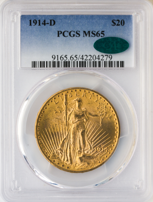 1914-D $20 Saint Gaudens PCGS MS65 CAC
