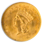 1856 $1 Gold Ty III Slanted 5 NGC MS65
