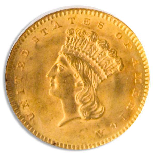 1856 $1 Gold Ty III Slanted 5 NGC MS65 1856 $1 Gold Ty III Slanted 5 NGC MS65