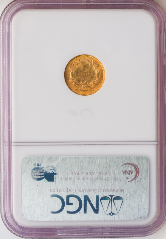 1856 $1 Gold Ty III Slanted 5 NGC MS65 1856 $1 Gold Ty III Slanted 5 NGC MS65