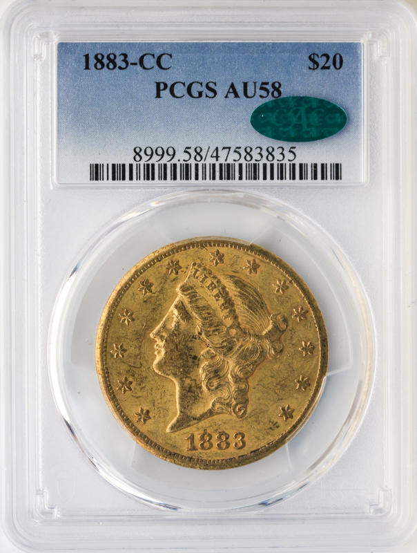 1883-CC $20 Liberty PCGS AU58 CAC