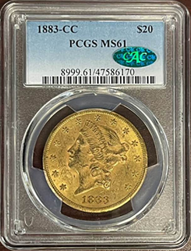 1883-CC $20 Liberty PCGS MS61 CAC