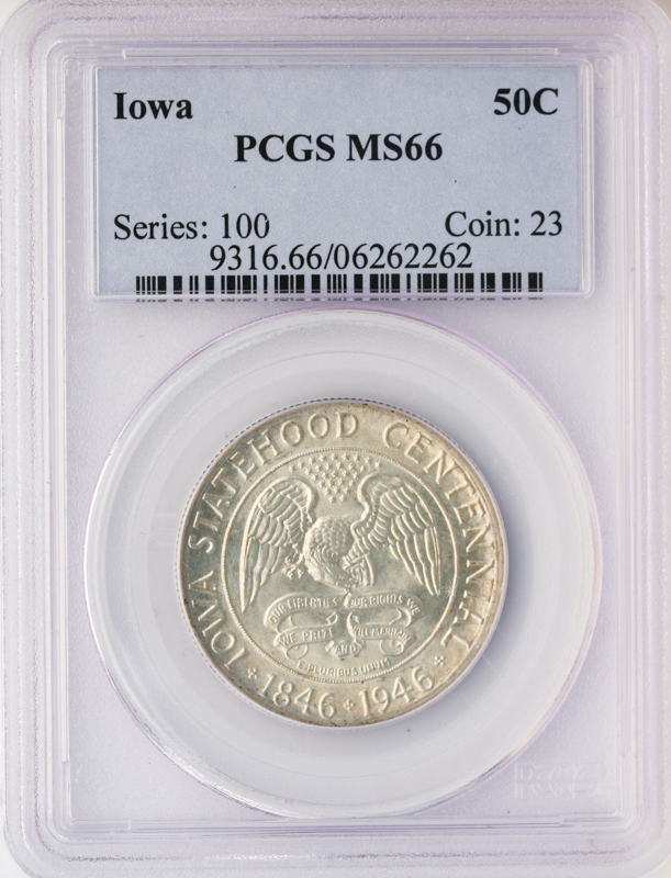 1946 Iowa Silver Commemorative Half Dollar PCGS MS66 1946 Iowa Silver Commemorative Half Dollar PCGS MS66