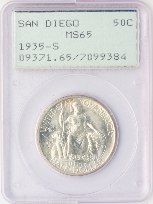 1935-S San Diego 50c Silver Commemorative PCGS MS65 1935-S San Diego 50c Silver Commemorative PCGS MS65
