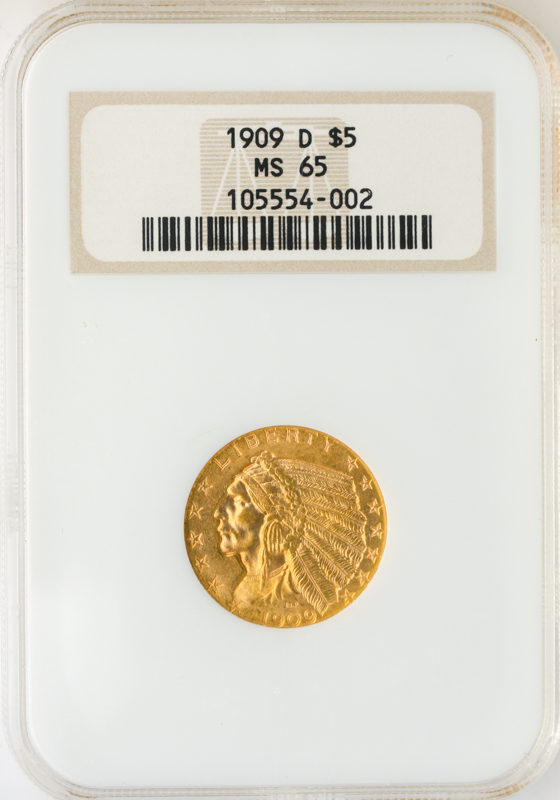 1909-D $5 Indian NGC MS65 1909-D $5 Indian NGC MS65