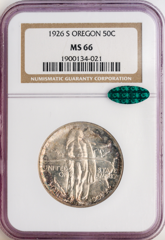 1926-S Oregon Trail Silver Commemorative Half Dollar NGC MS66 CAC 1926-S Oregon Trail Silver Commemorative Half Dollar NGC MS66 CAC