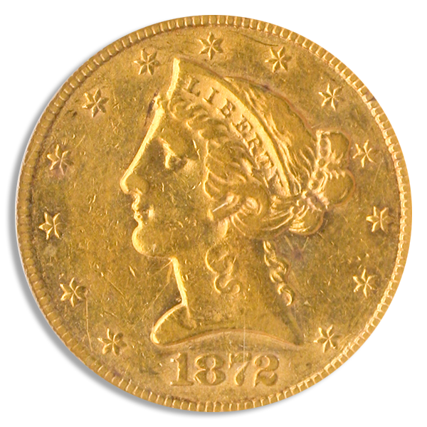 1872-CC $5 Liberty PCGS AU50 1872-CC $5 Liberty PCGS AU50