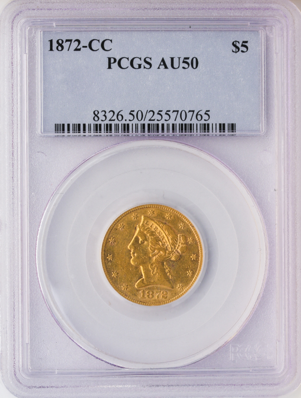1872-CC $5 Liberty PCGS AU50