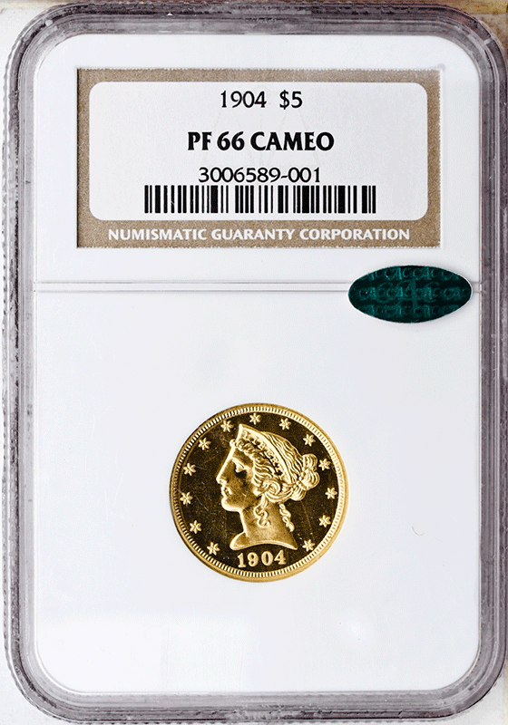 1904 $5 Liberty NGC Cameo PR66 CAC 1904 $5 Liberty NGC Cameo PR66 CAC