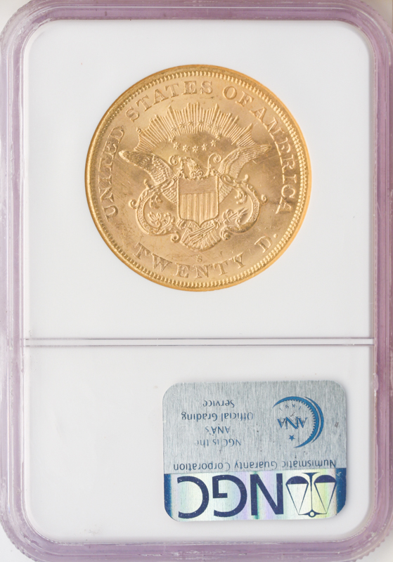 1865-S $20 Liberty SS REPUBLIC NGC MS61