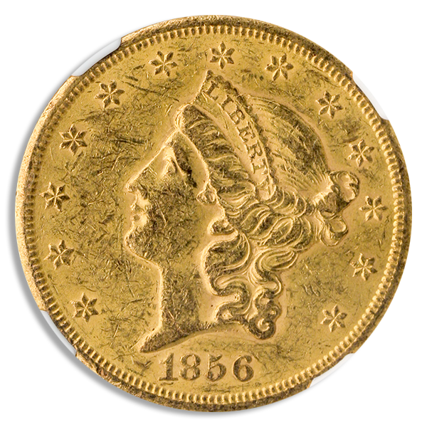 1856-S $20 Liberty NGC AU58 CAC