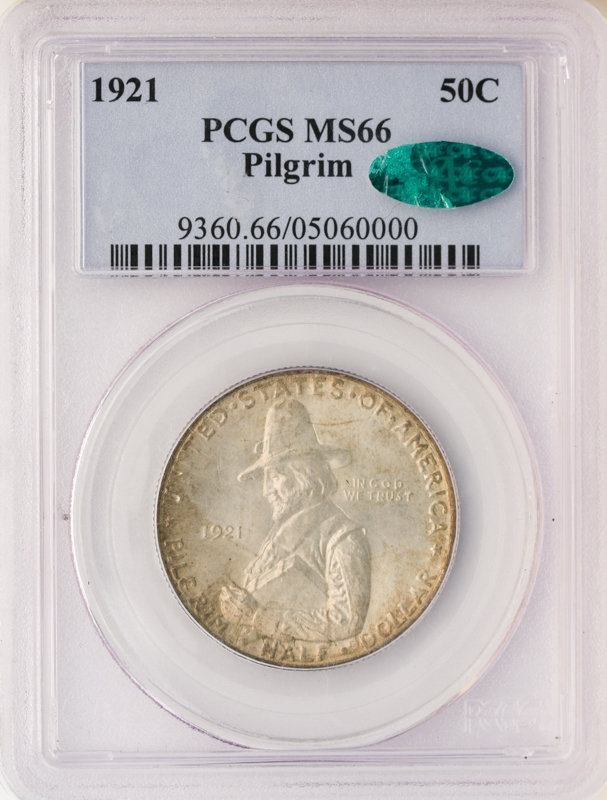 1921 Pilgrim Silver Commemorative Half PCGS MS66 CAC 1921 Pilgrim Silver Commemorative Half PCGS MS66 CAC