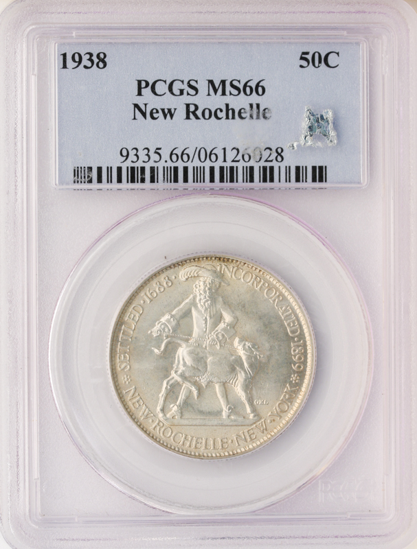 1938 New Rochelle Silver Commemorative Half PCGS MS66 1938 New Rochelle Silver Commemorative Half PCGS MS66