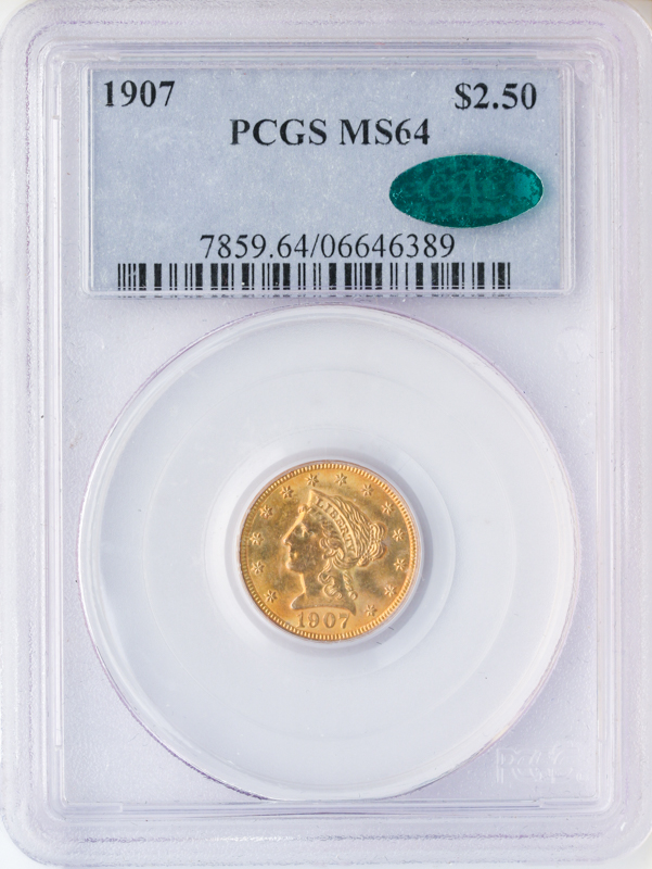 1907 $2.50 Liberty PCGS MS64 CAC