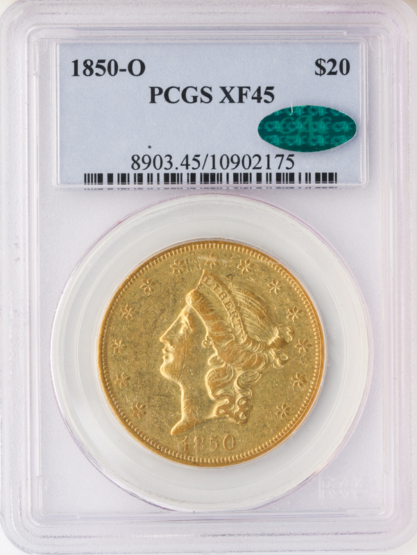 1850-O $20 Liberty PCGS XF45 CAC 1850-O $20 Liberty PCGS XF45 CAC
