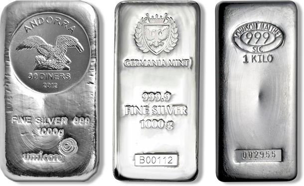 1 Kilo Silver Bar (Types and Conditions Vary)