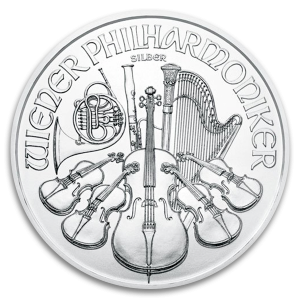 1 oz Austrian Silver Philharmonic Coin (BU, Dates Vary)