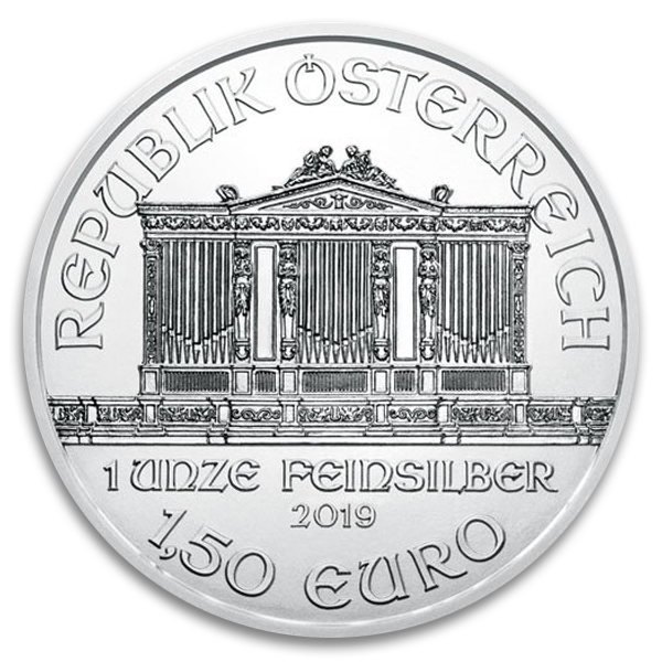 1 oz Austrian Silver Philharmonic Coin (BU, Dates Vary)