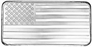 10 oz Flag Silver Bars (Conditions Vary)