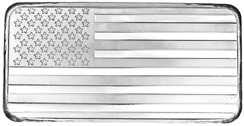 10 oz Flag Silver Bars (Conditions Vary)