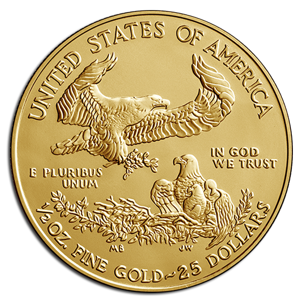 1/2 oz American Gold Eagle Coin (BU, Dates Vary)